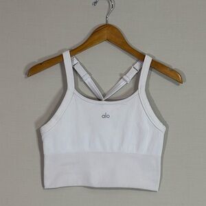 ALO Yoga White Ribbed Crop Tank